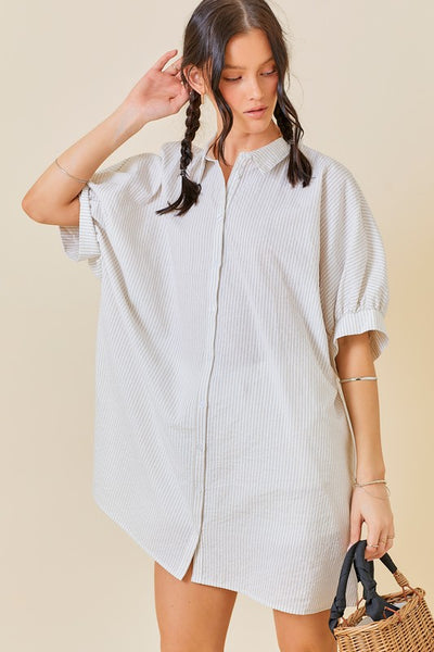 Oversized Button Down Striped Dress