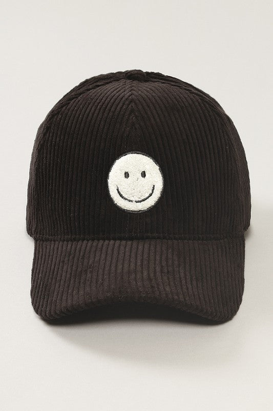 Corduroy Happy Face Patch Hat