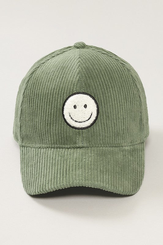 Corduroy Happy Face Patch Hat