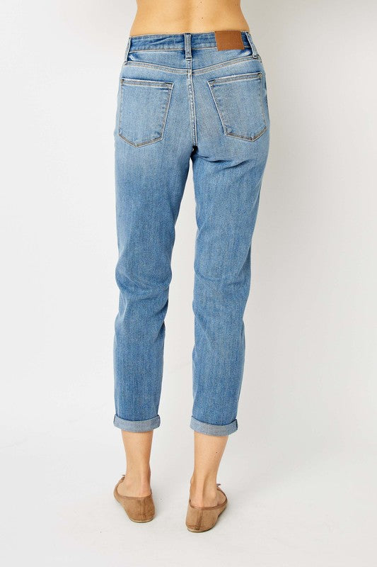 Judy Blue Mid Rise Cuffed Hem Jeans
