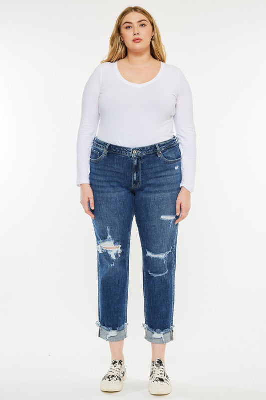 KanCan Curvy Size Slim Boyfriend Jeans