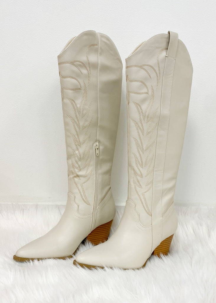 ivory knee high boots