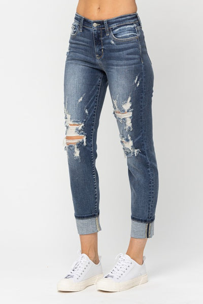 Judy Blue Mid Rise Boyfriend Jeans