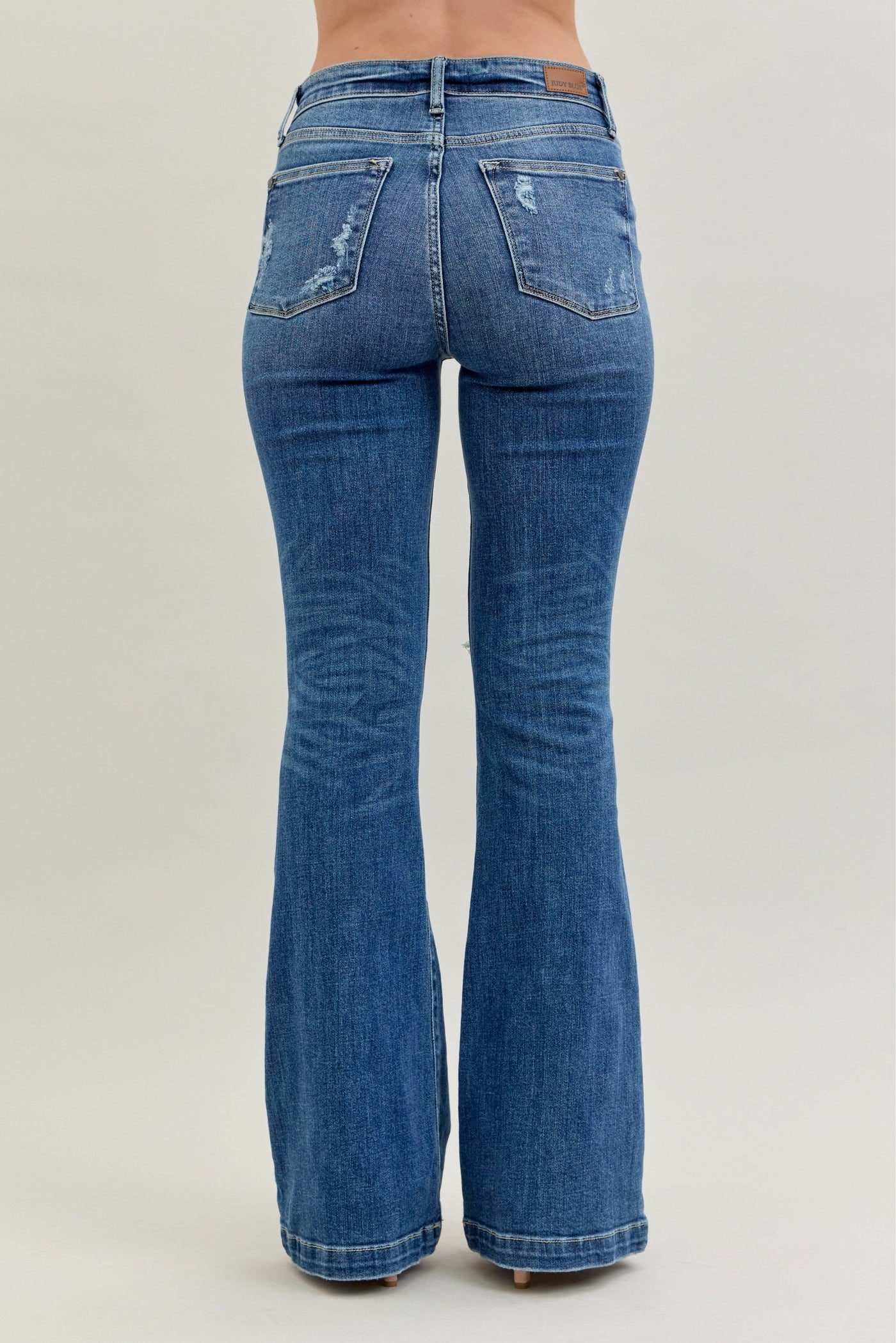 Judy Blue Midrise Button Down Destroyed Trouser Flare