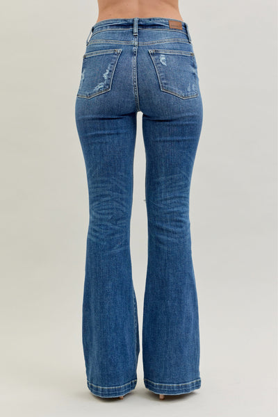 Judy Blue Midrise Button Down Destroyed Trouser Flare