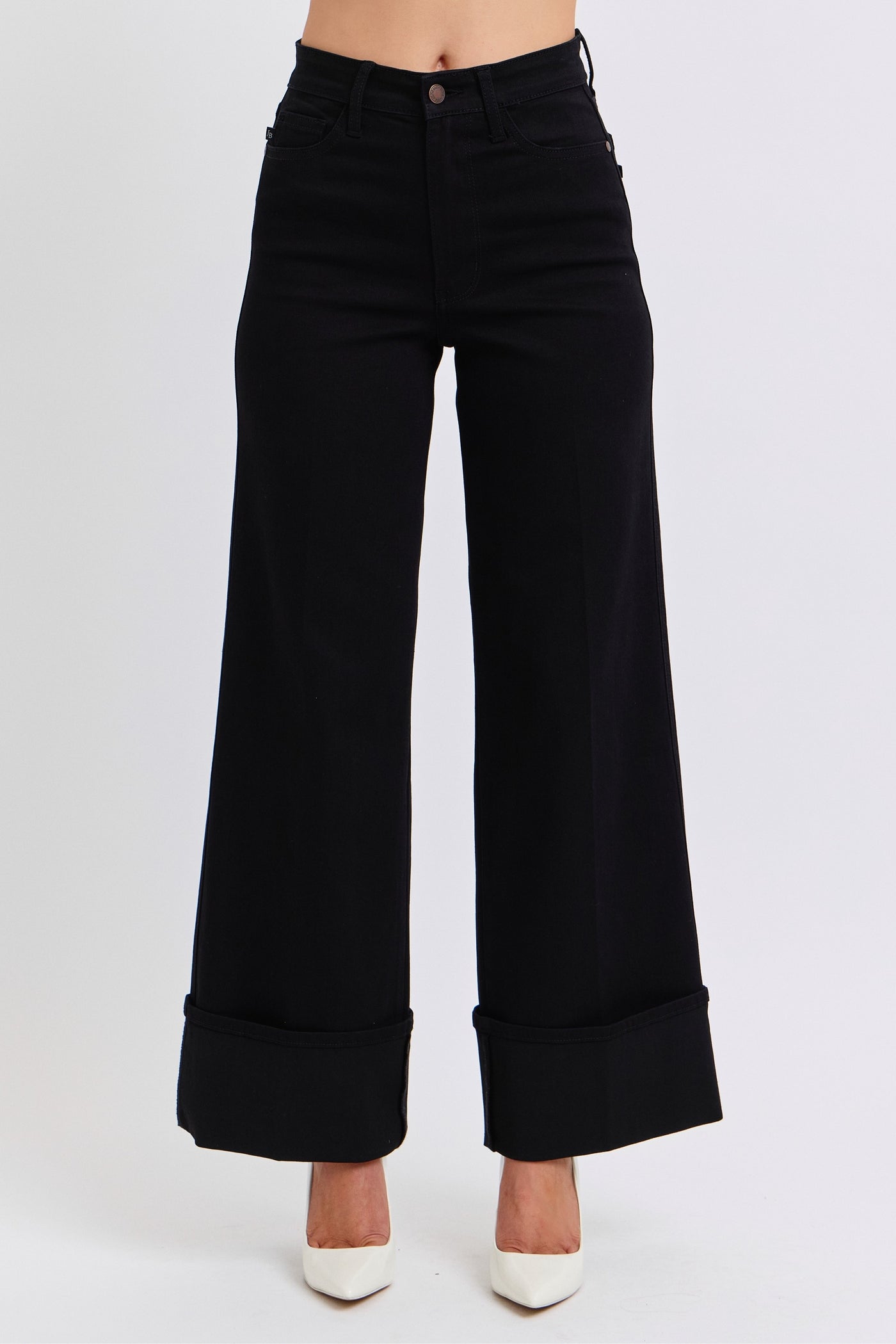 Judy Blue High Rise Cuffed Wide Leg Jeans