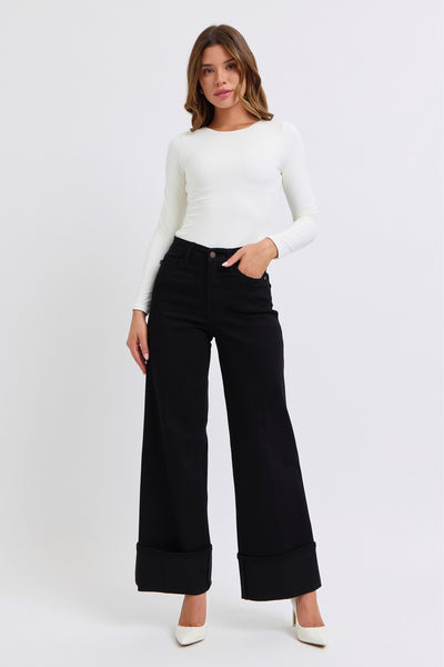 Judy Blue High Rise Cuffed Wide Leg Jeans