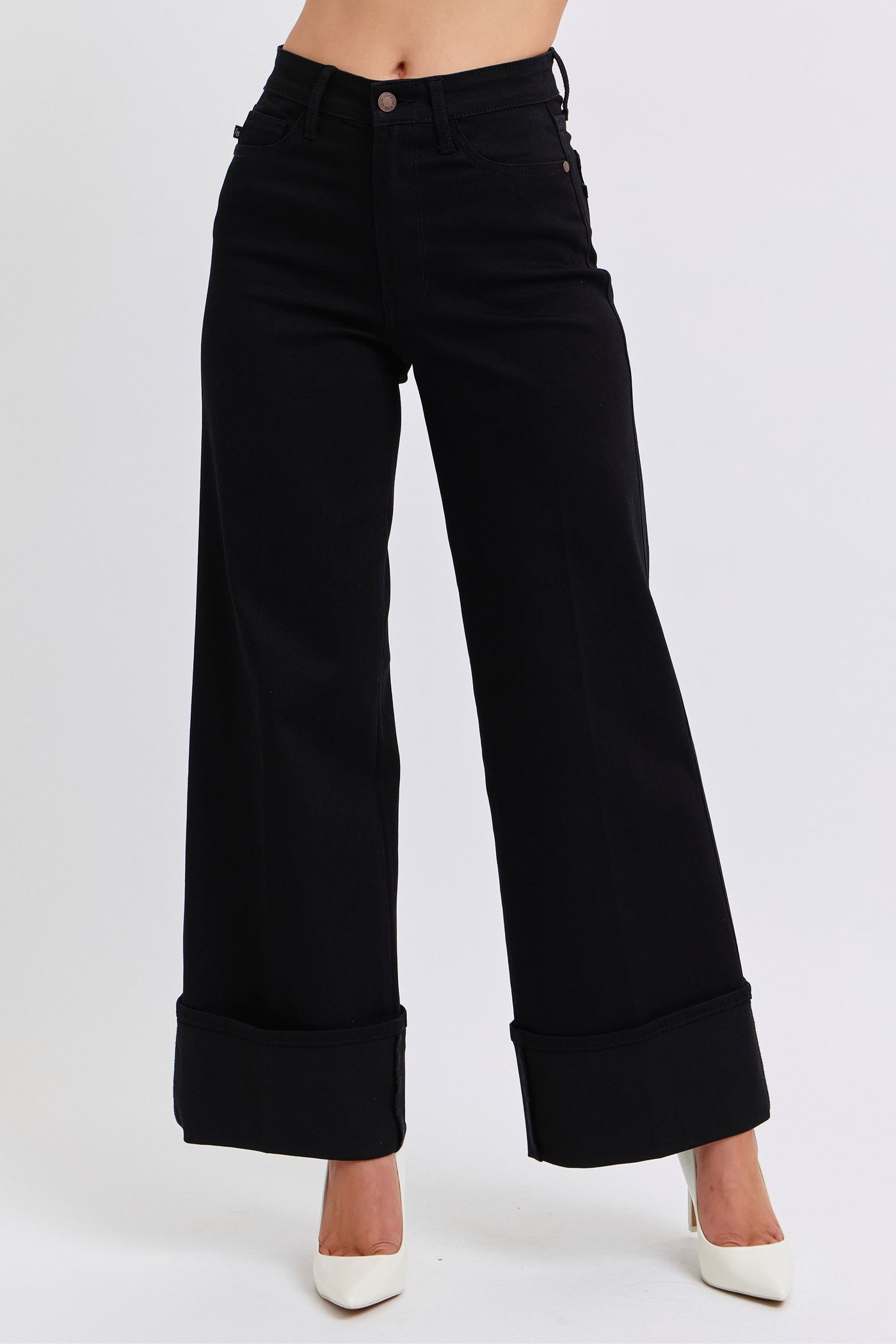 Judy Blue High Rise Cuffed Wide Leg Jeans