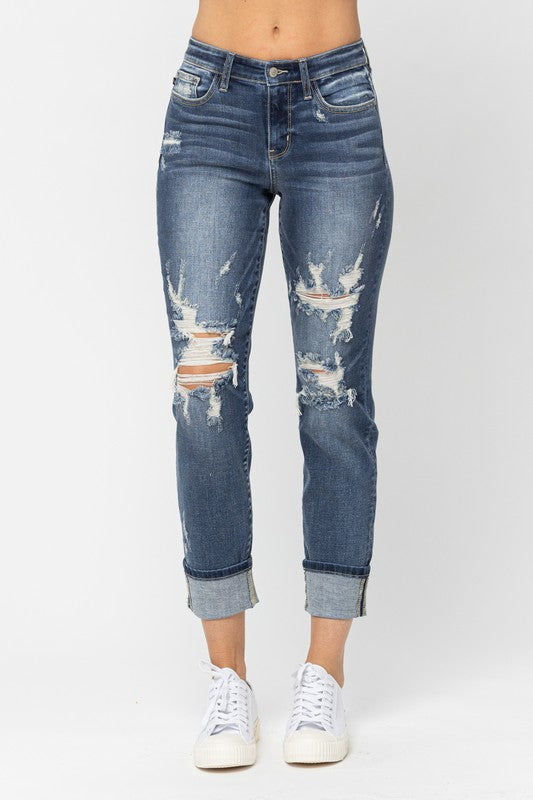 Judy Blue Mid Rise Boyfriend Jeans