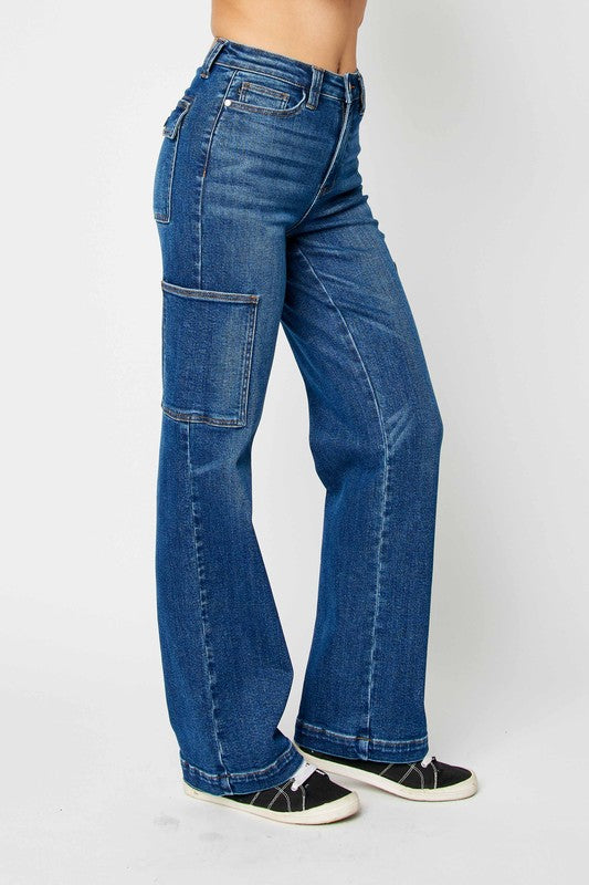 Judy Blue High Waist Cargo Wide Jeans