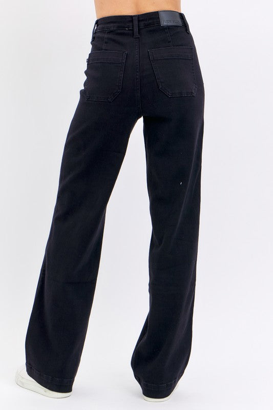 Judy Blue High Waist Patch Pocket Straight Leg Jeans