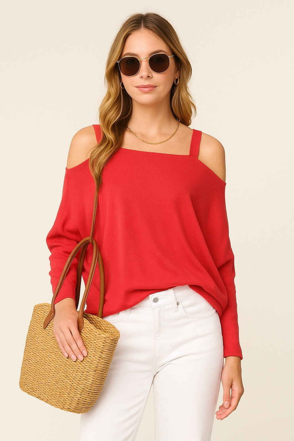 Off the Shoulder Strap Knit Top