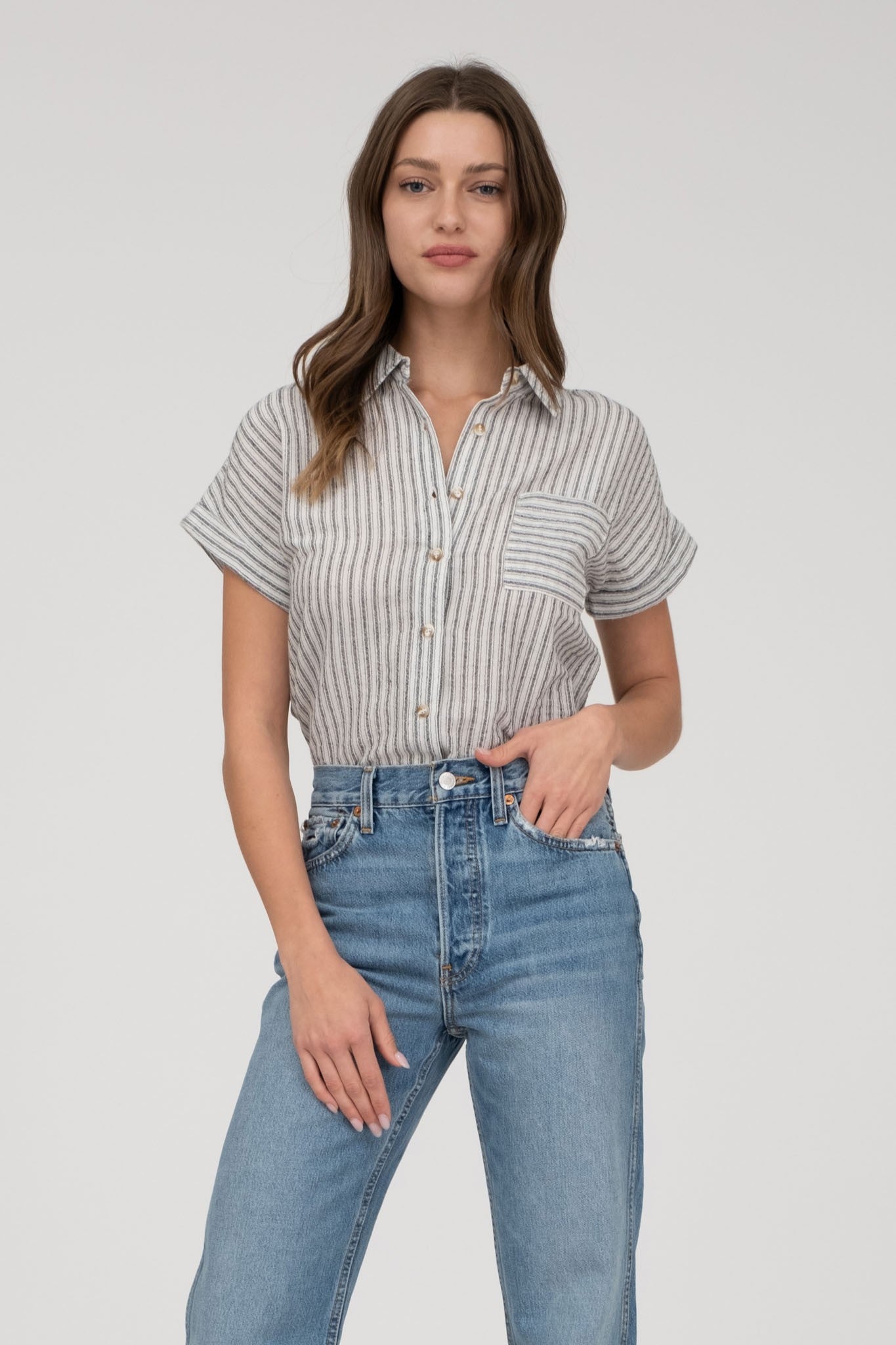 Collared Short Sleeve Top