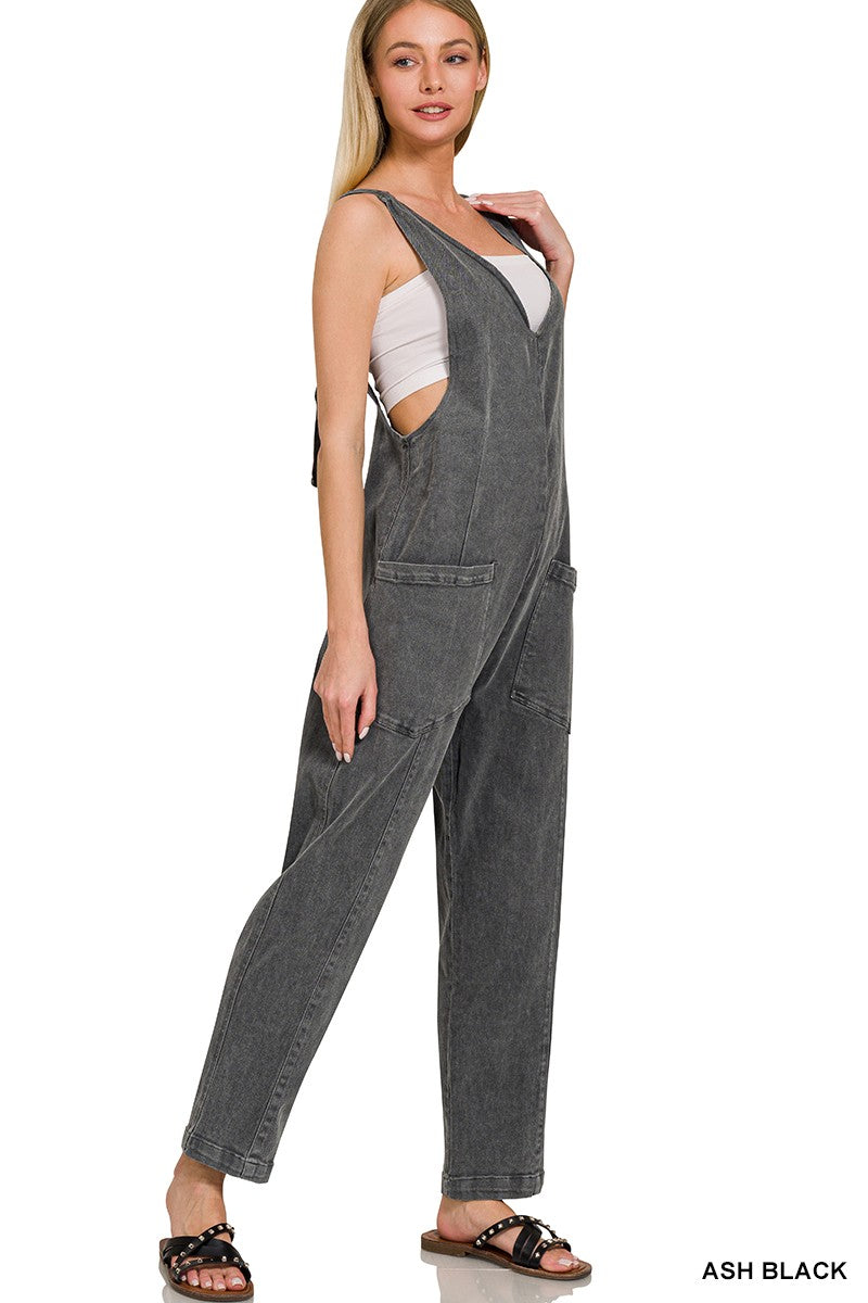 Ash Black Baggy Jumpsuit Overalls