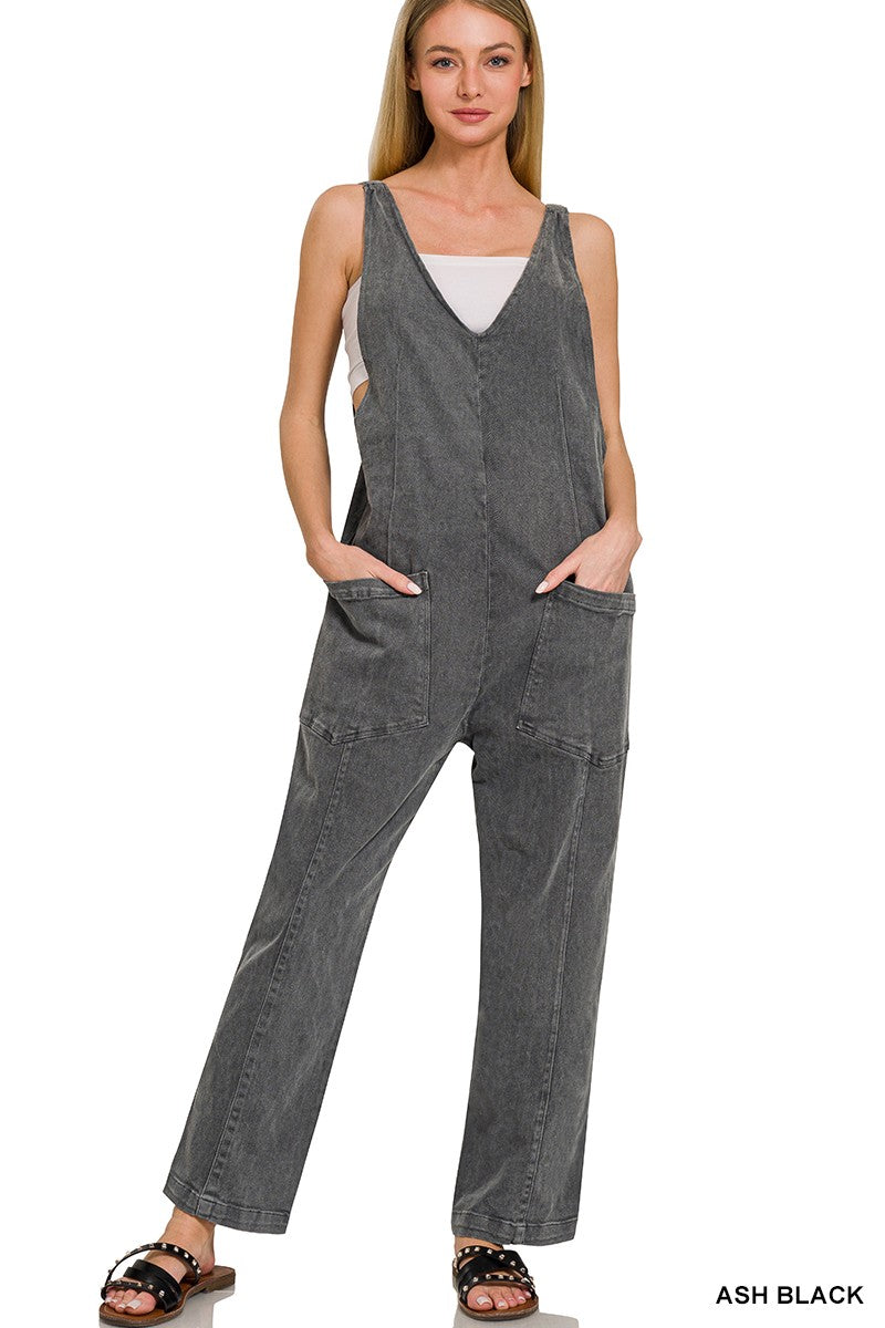 Ash Black Baggy Jumpsuit Overalls