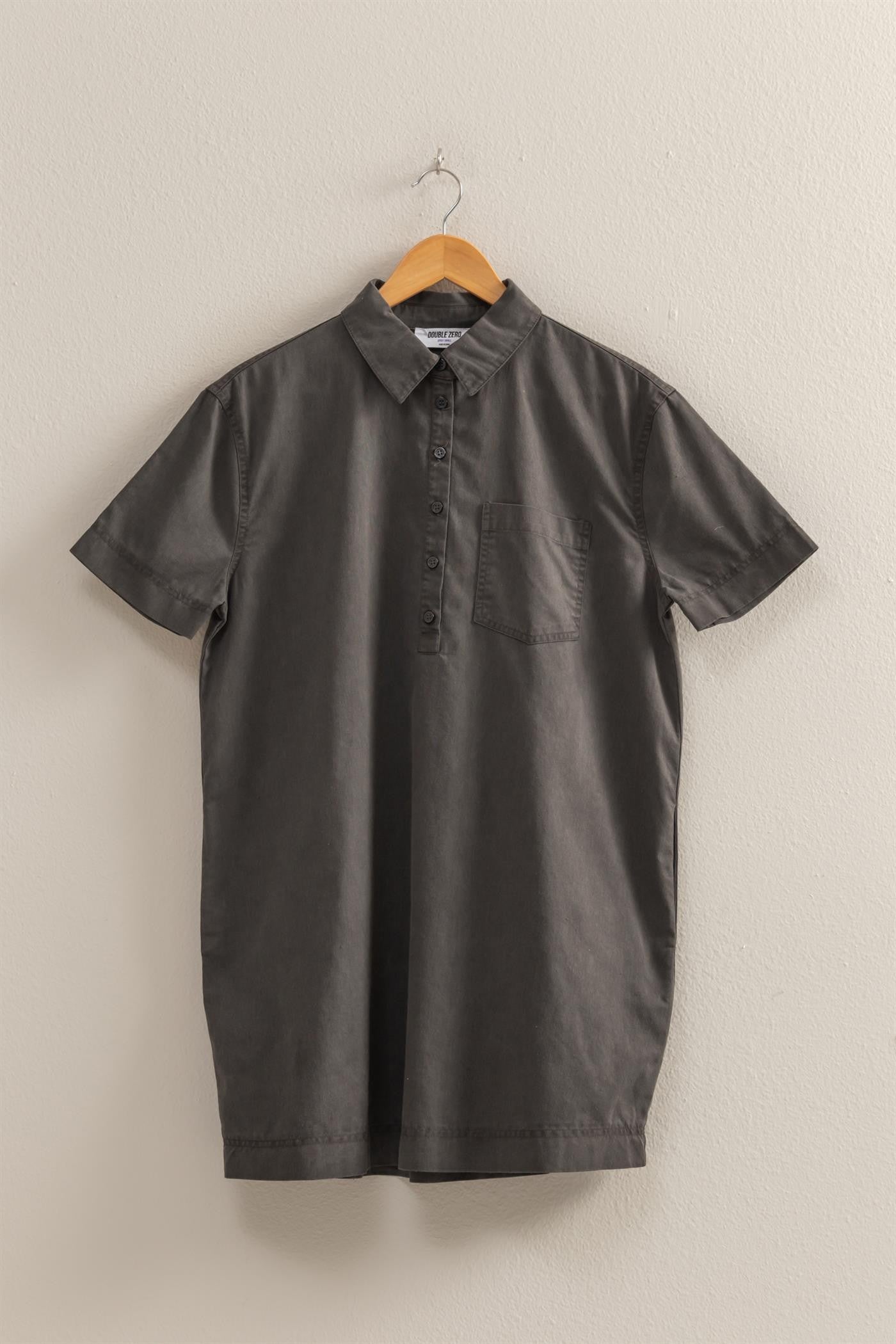 Half Button Short Sleeve Dress
