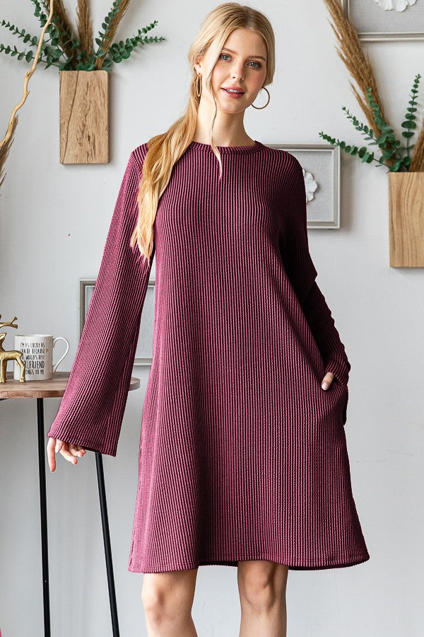 Long Sleeve Ribbed Dress