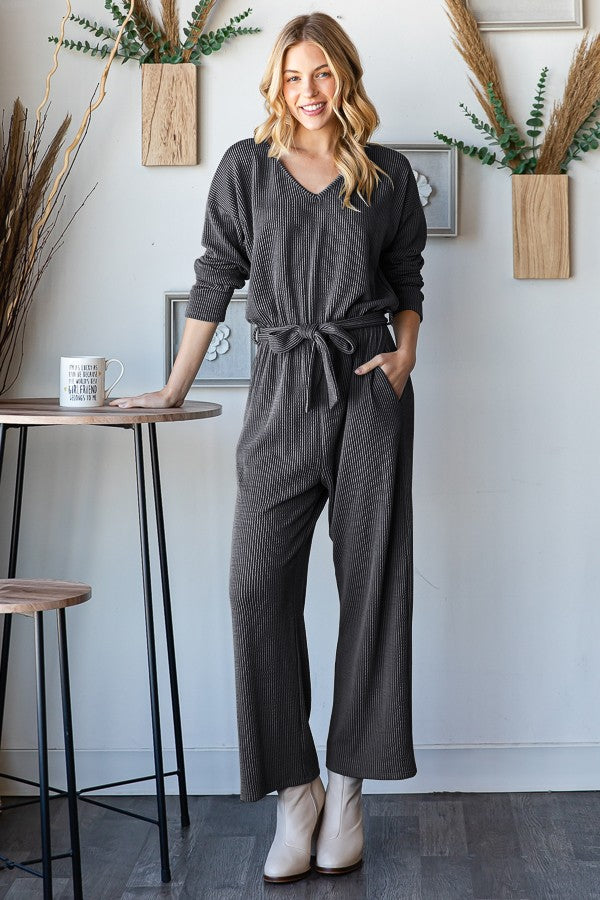 Solid Ribbed Jumpsuit