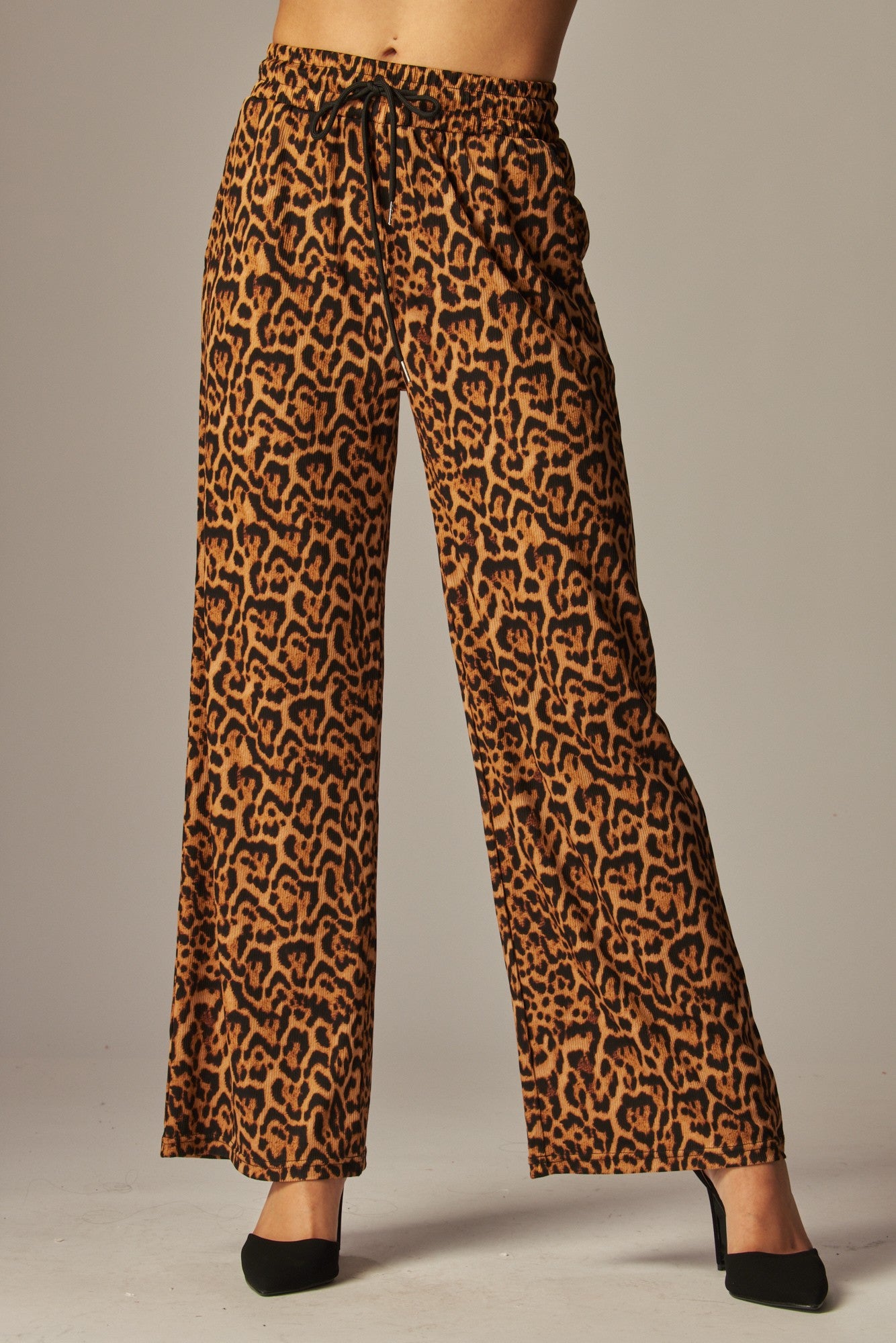 Leopard Pleated Wide Leg Pants