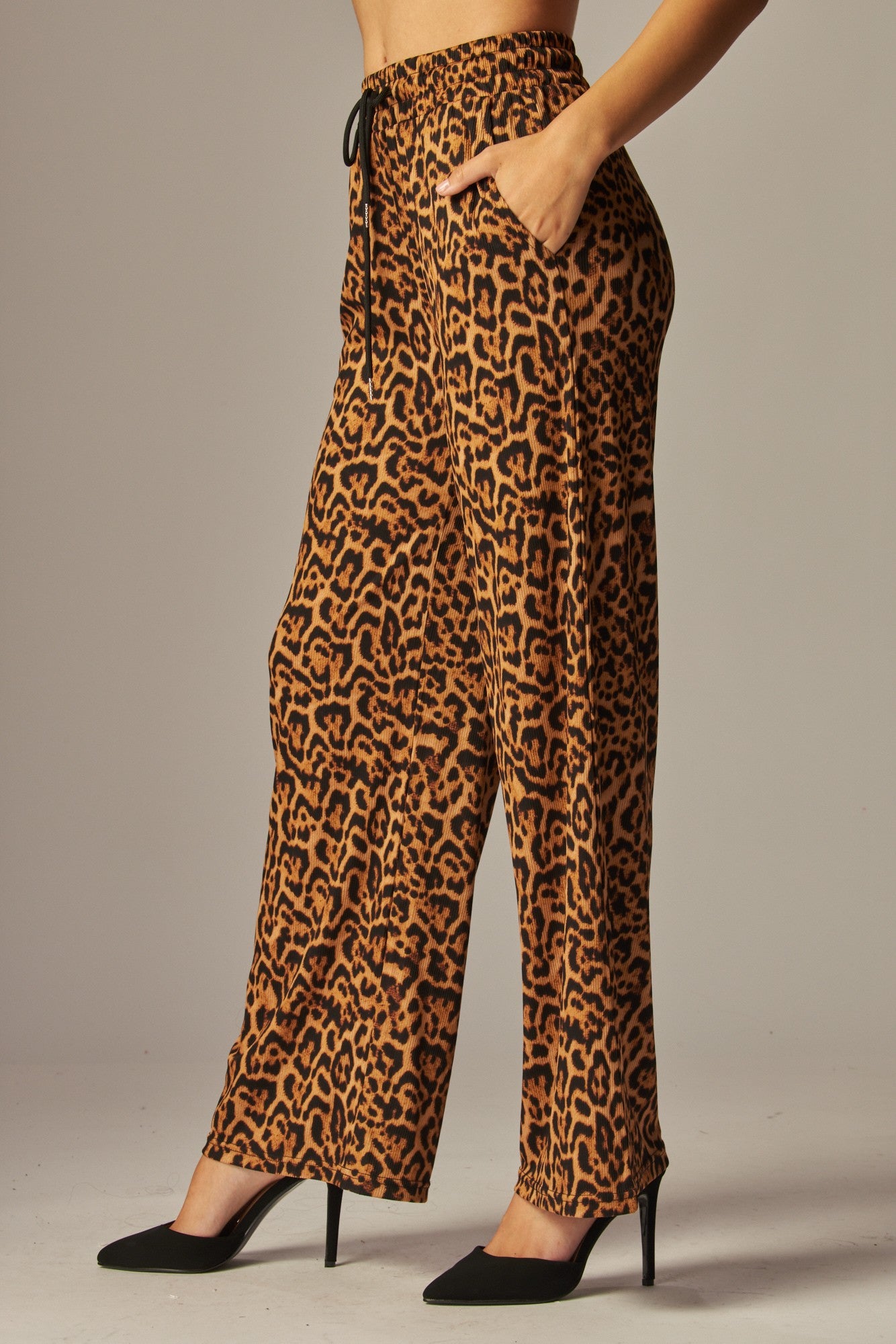 Leopard Pleated Wide Leg Pants