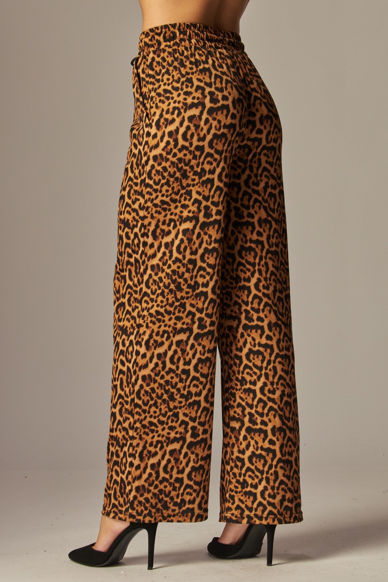 Leopard Pleated Wide Leg Pants