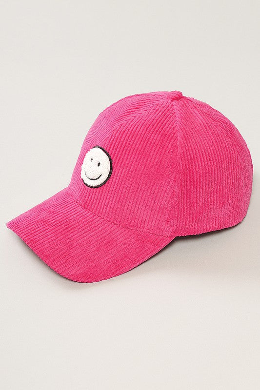 Corduroy Happy Face Patch Hat