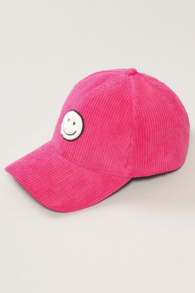 Corduroy Happy Face Patch Hat