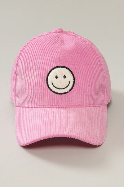 Corduroy Happy Face Patch Hat