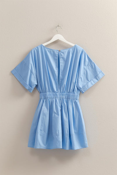 Short Sleeve Poplin Mini Dress