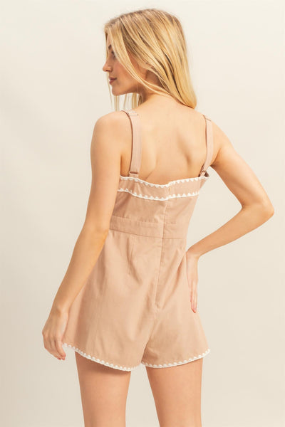 Edge Stitching Shorts Romper