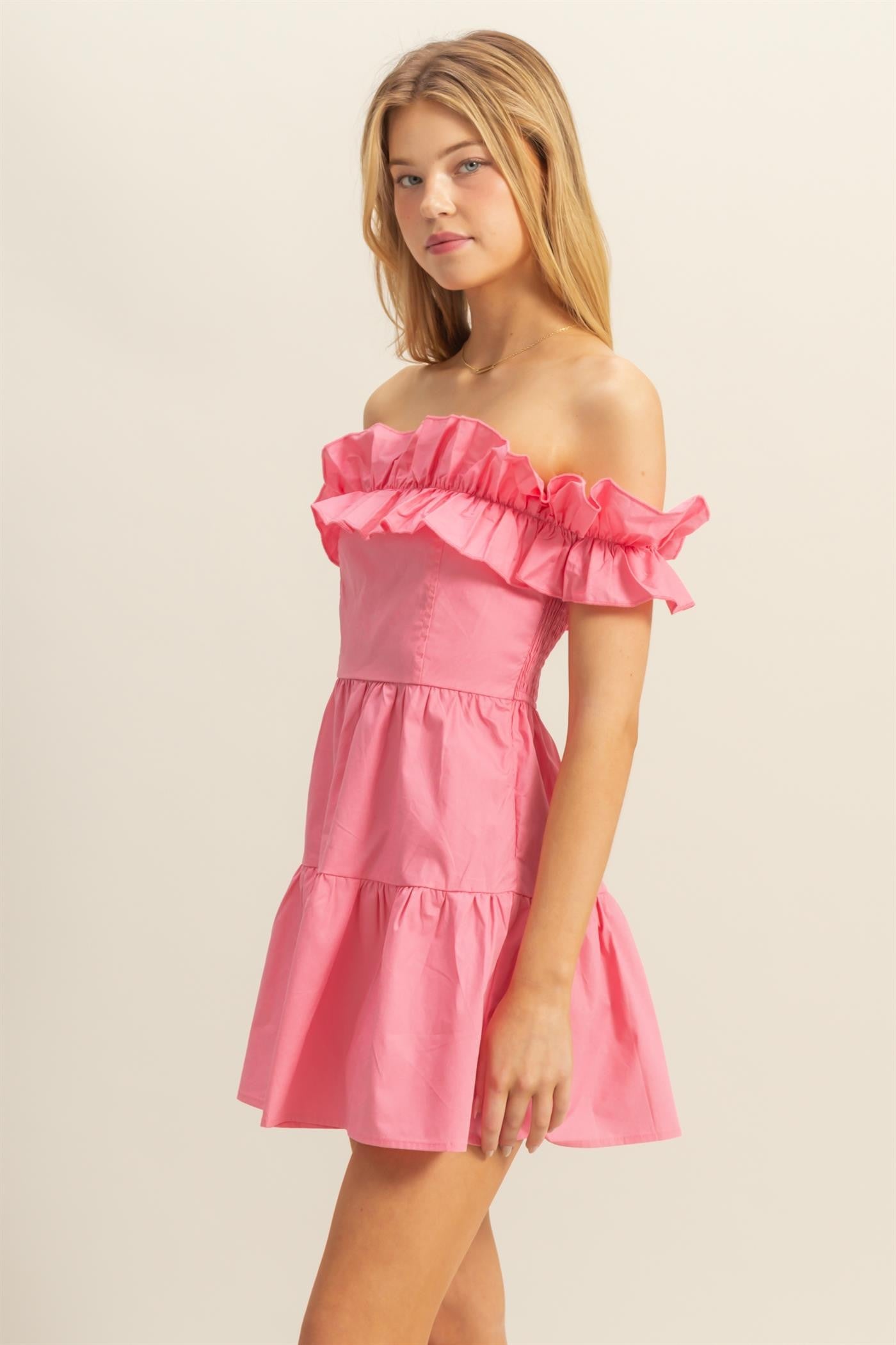 Poplin Off the Shoulder Dress