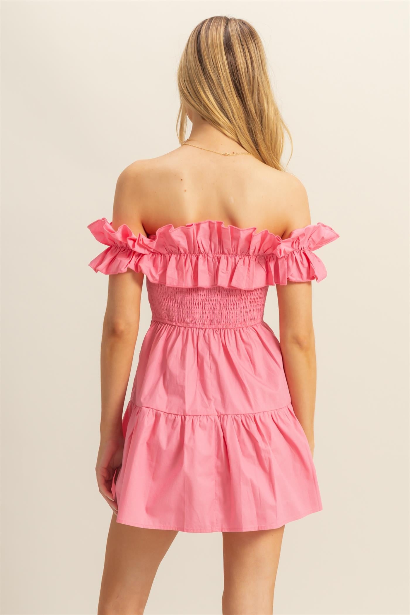 Poplin Off the Shoulder Dress