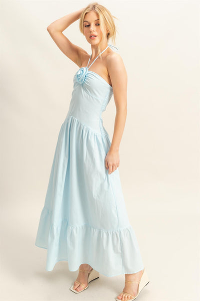 Rosette Halter Midi Dress