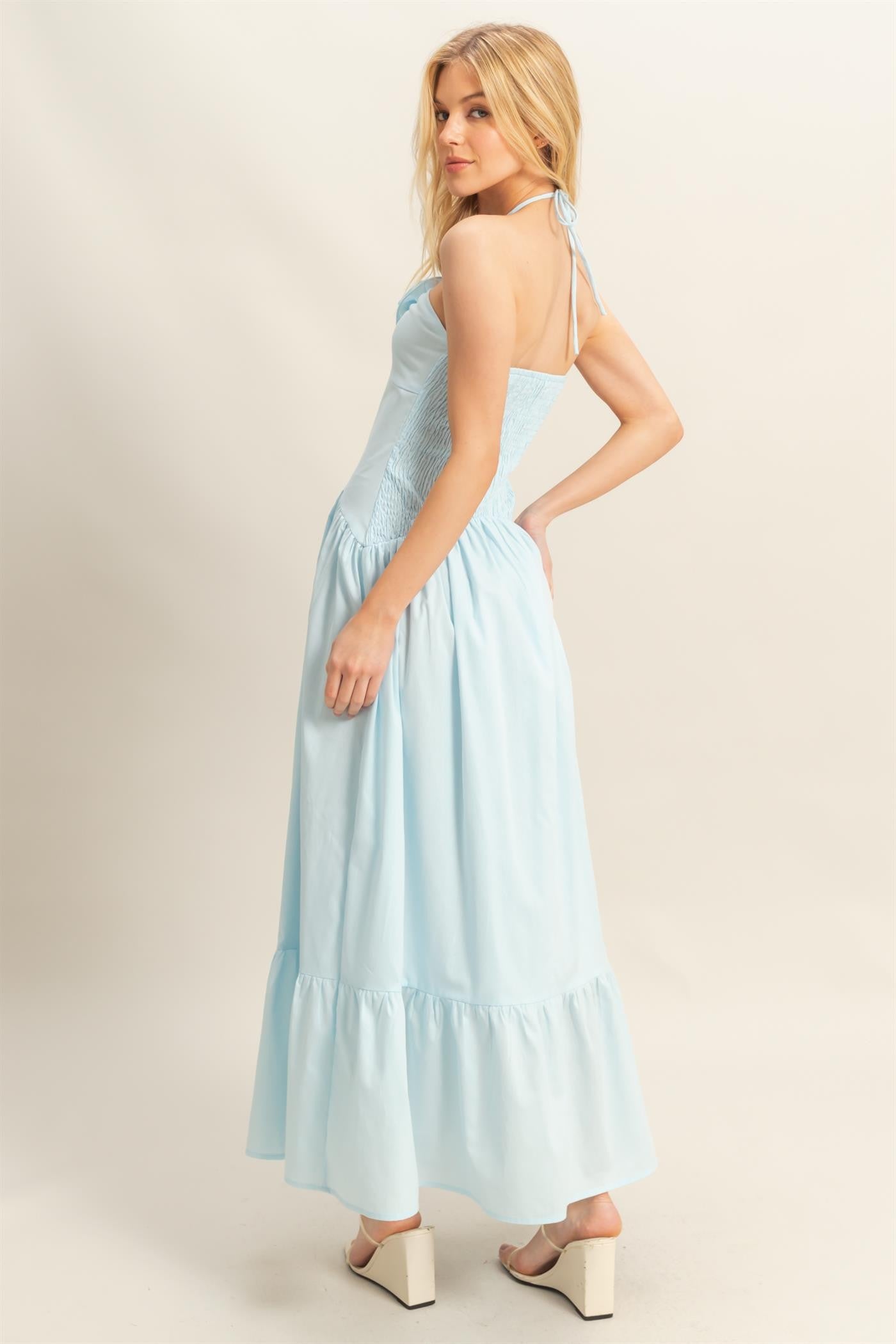 Rosette Halter Midi Dress