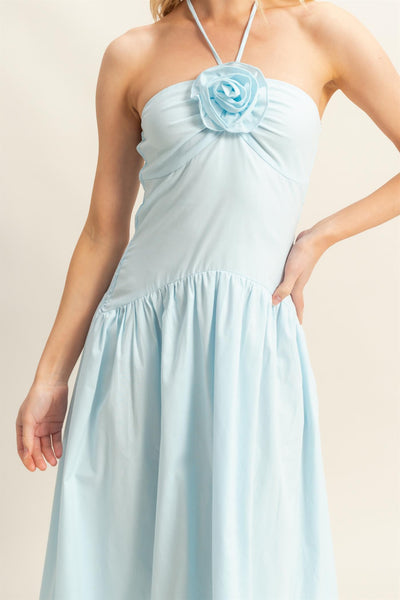 Rosette Halter Midi Dress