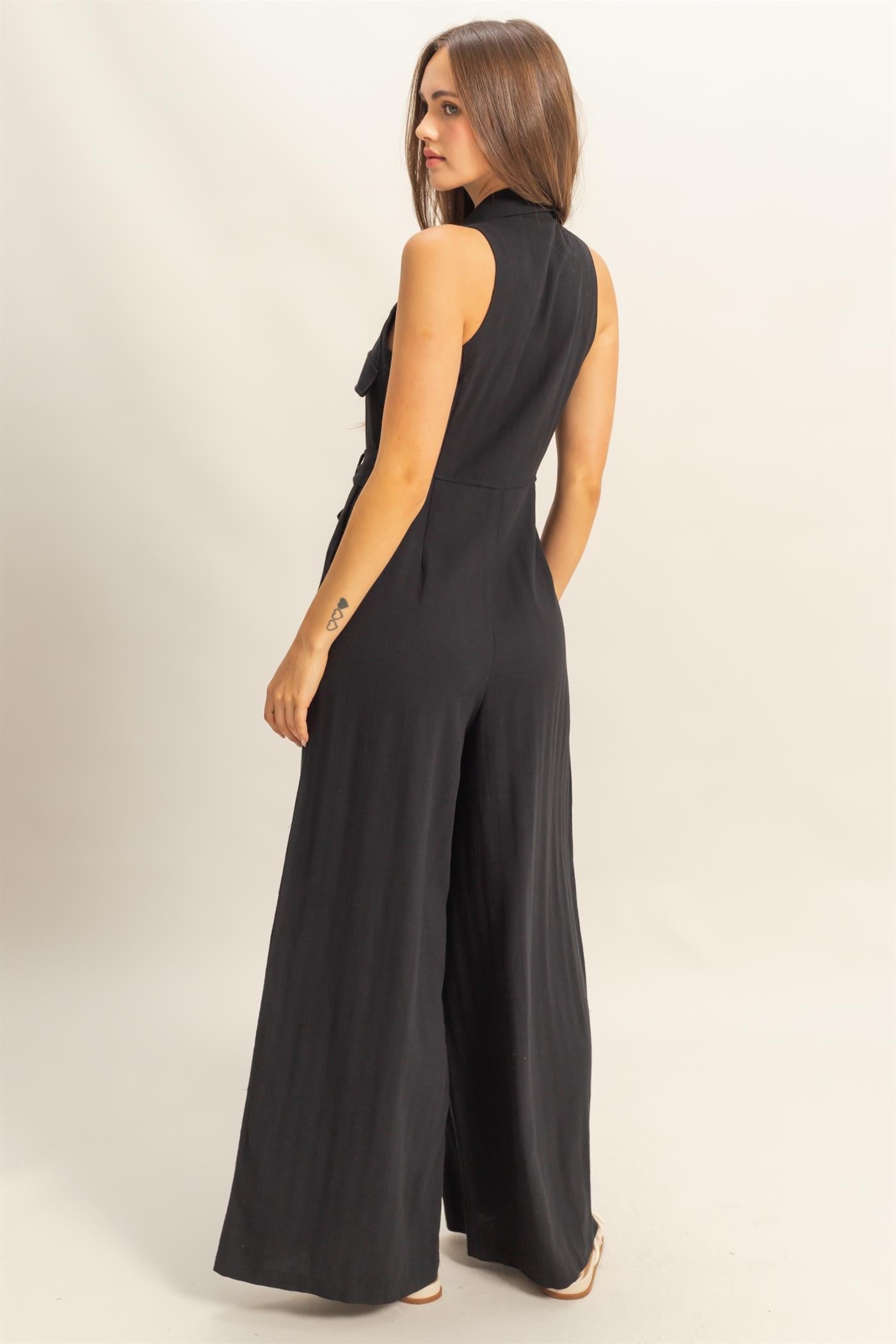 Wide Leg Belted Jumpsuit