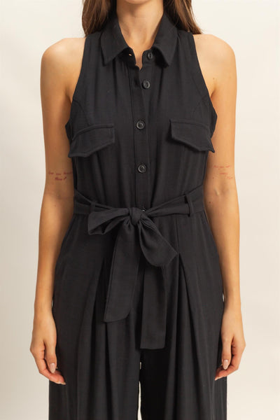 Wide Leg Belted Jumpsuit