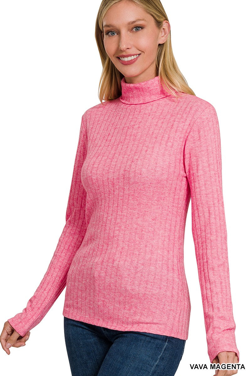 Ribbed Turtleneck Top