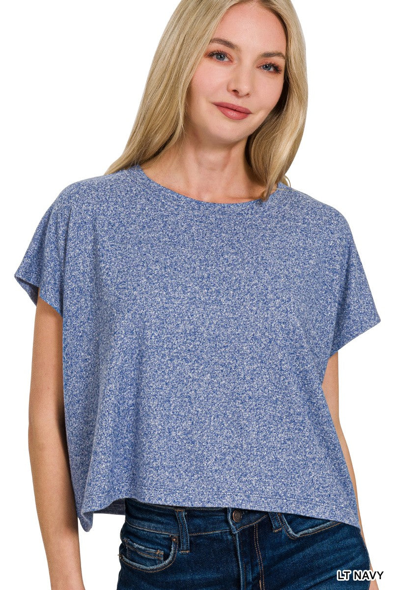 Melange Short Sleeve Crop Tee