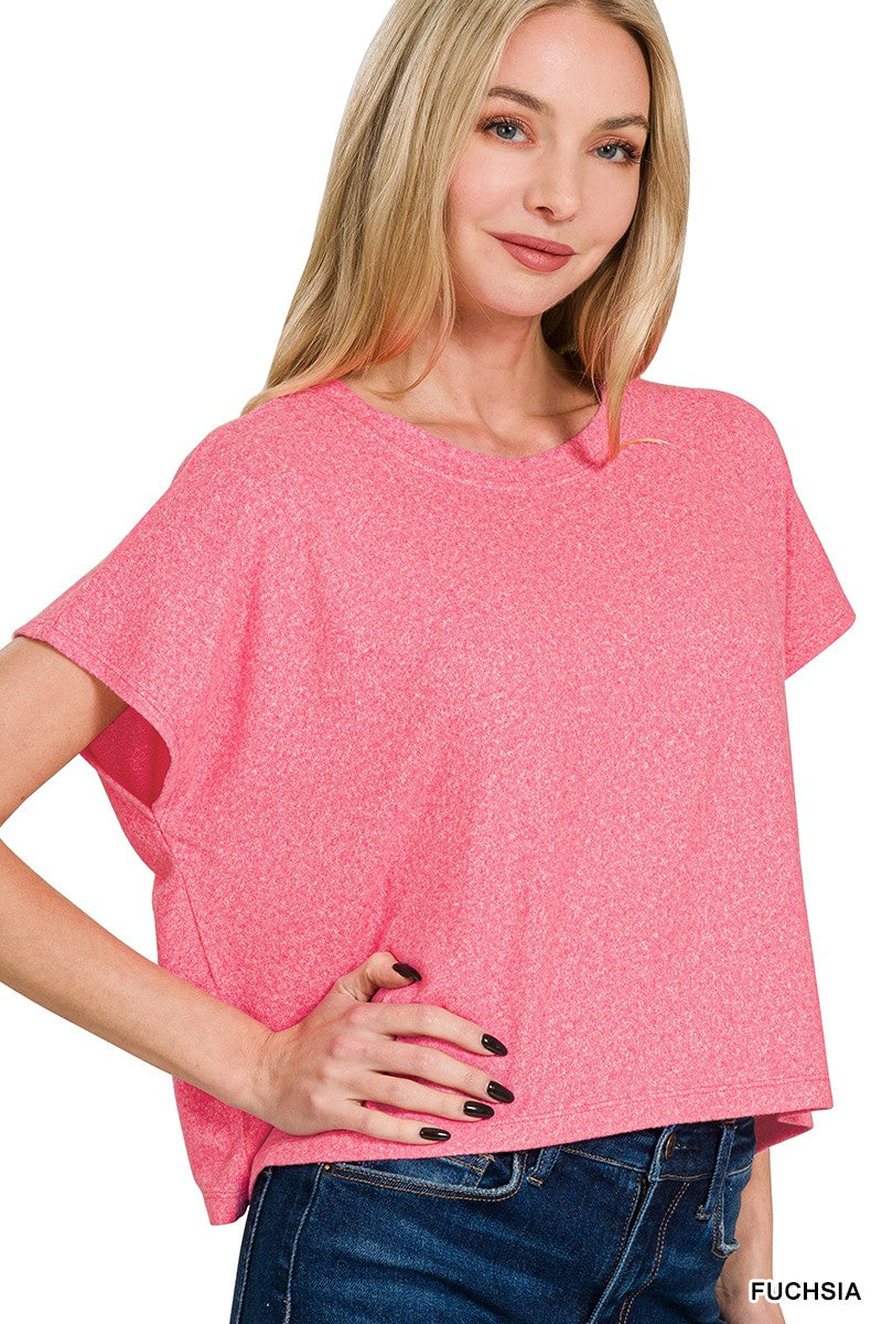 Melange Short Sleeve Crop Tee