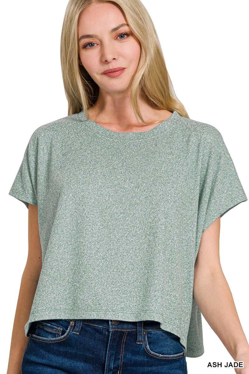 Melange Short Sleeve Crop Tee