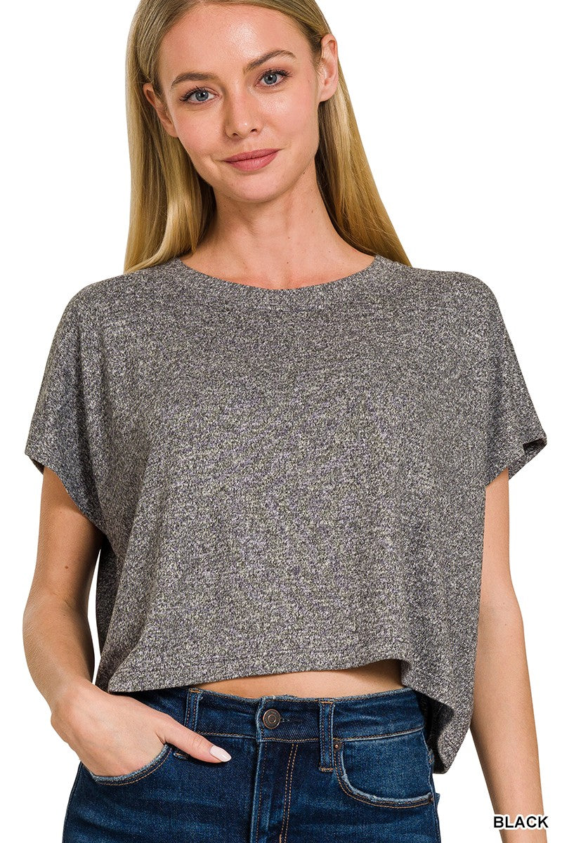Melange Short Sleeve Crop Tee
