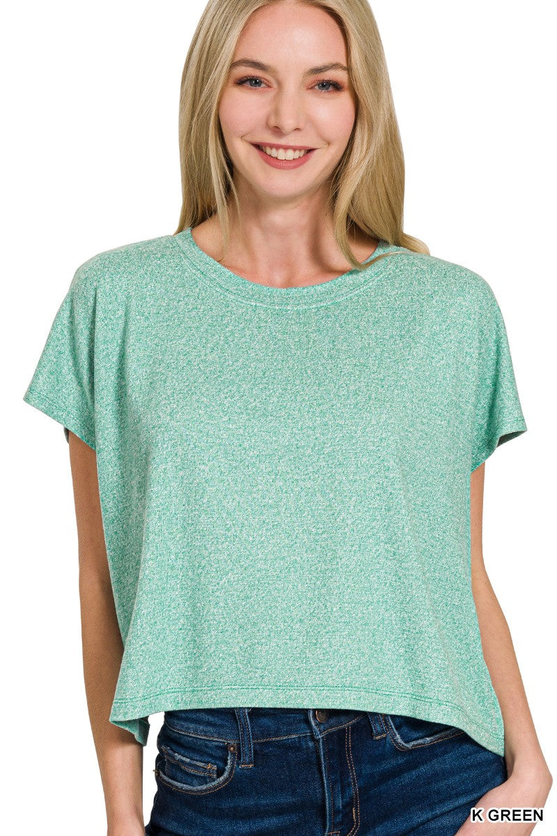 Melange Short Sleeve Crop Tee