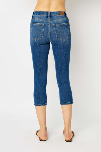 Judy Blue Mid Rise Capris with Side Slits