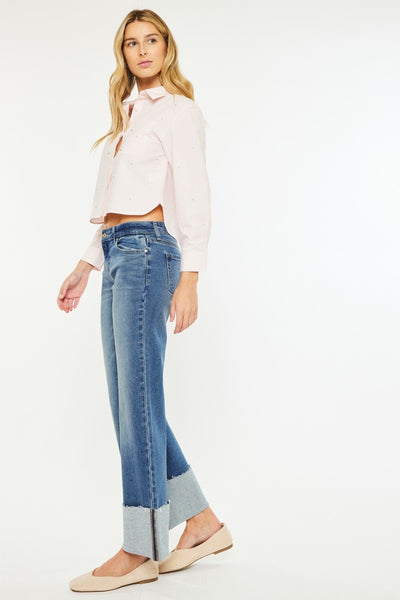 KanCan Mid Rise Wide Flare Leg Jeans