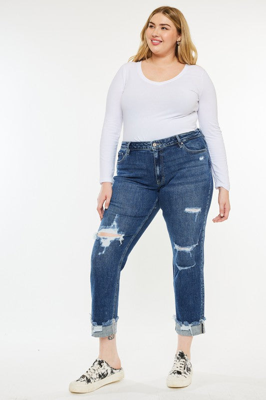 KanCan Curvy Size Slim Boyfriend Jeans