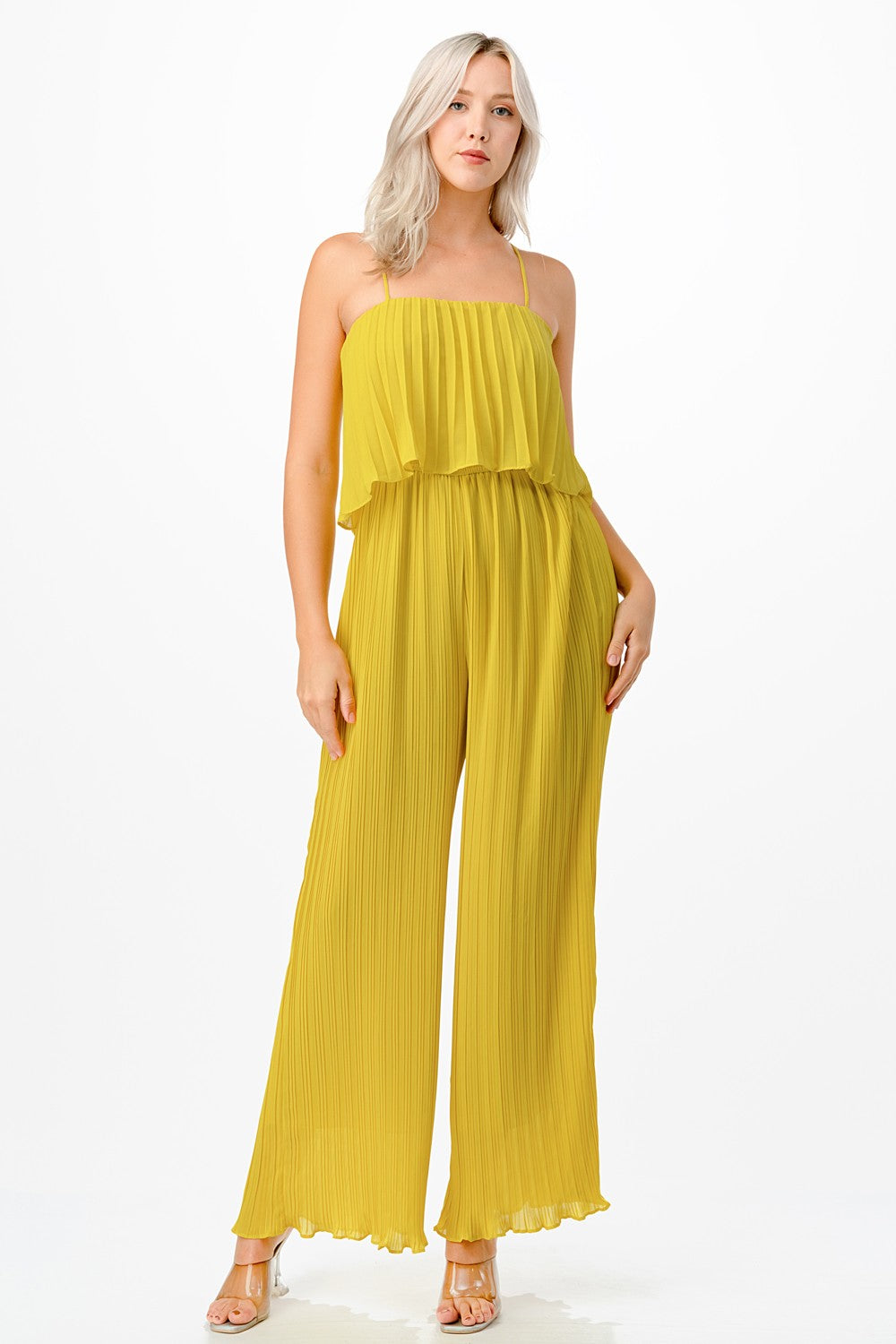 Pleated Wide Leg Jumpsuit