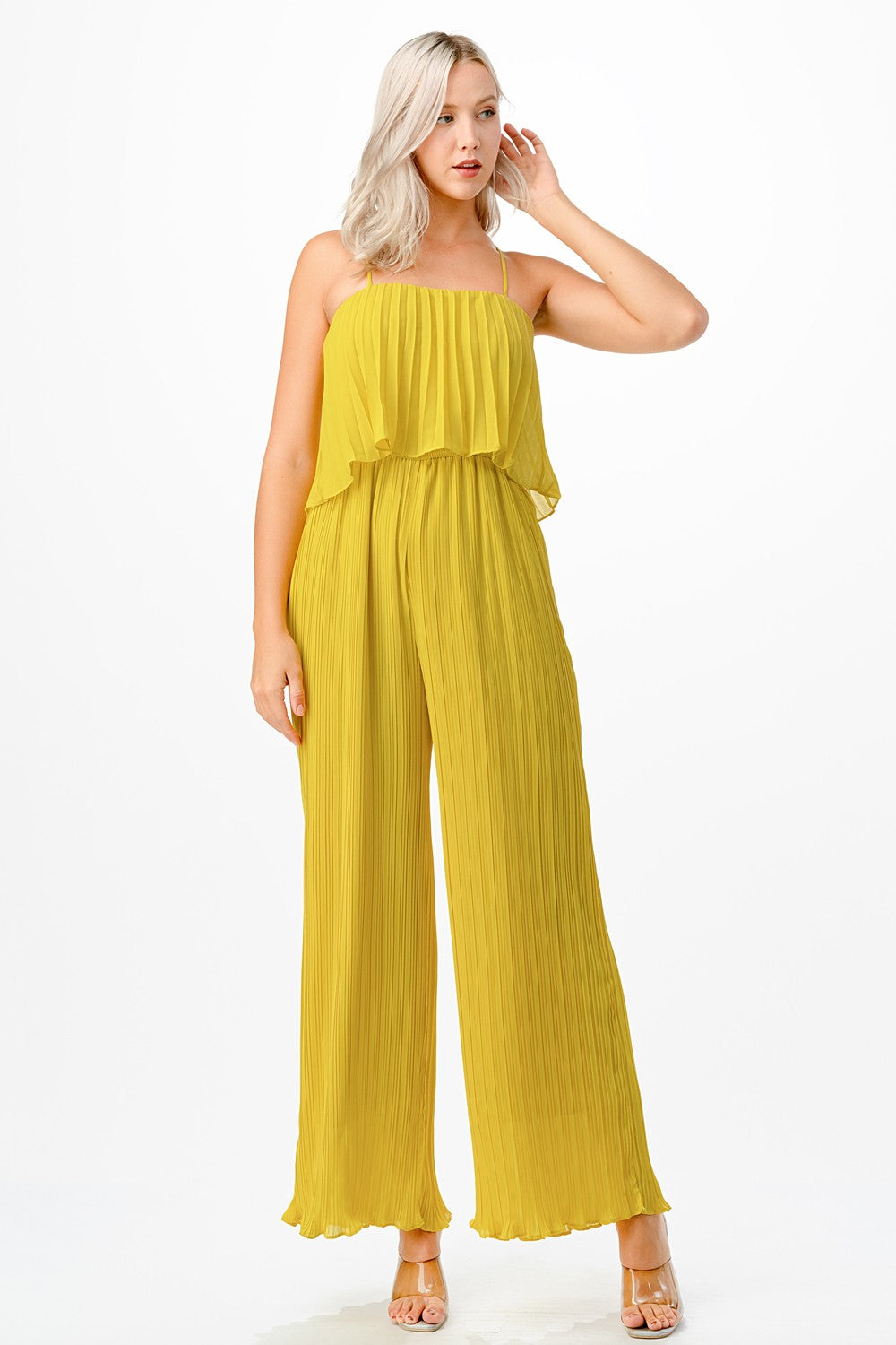 Pleated Wide Leg Jumpsuit