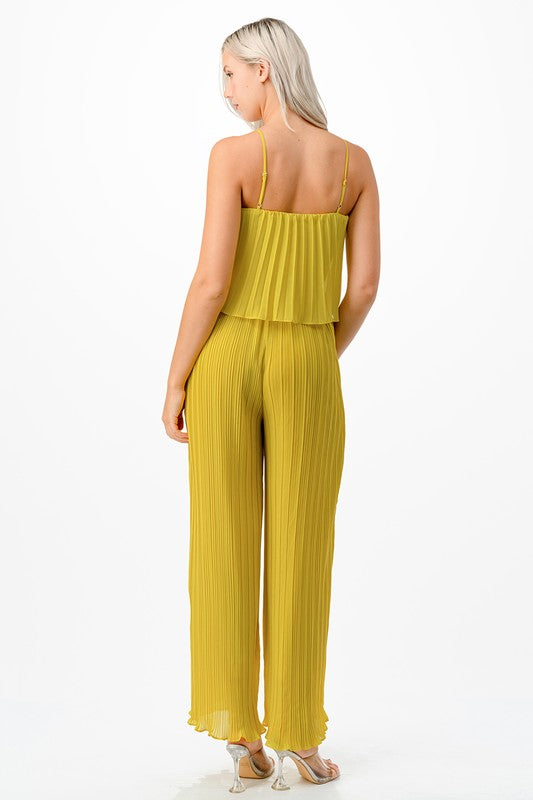 Pleated Wide Leg Jumpsuit
