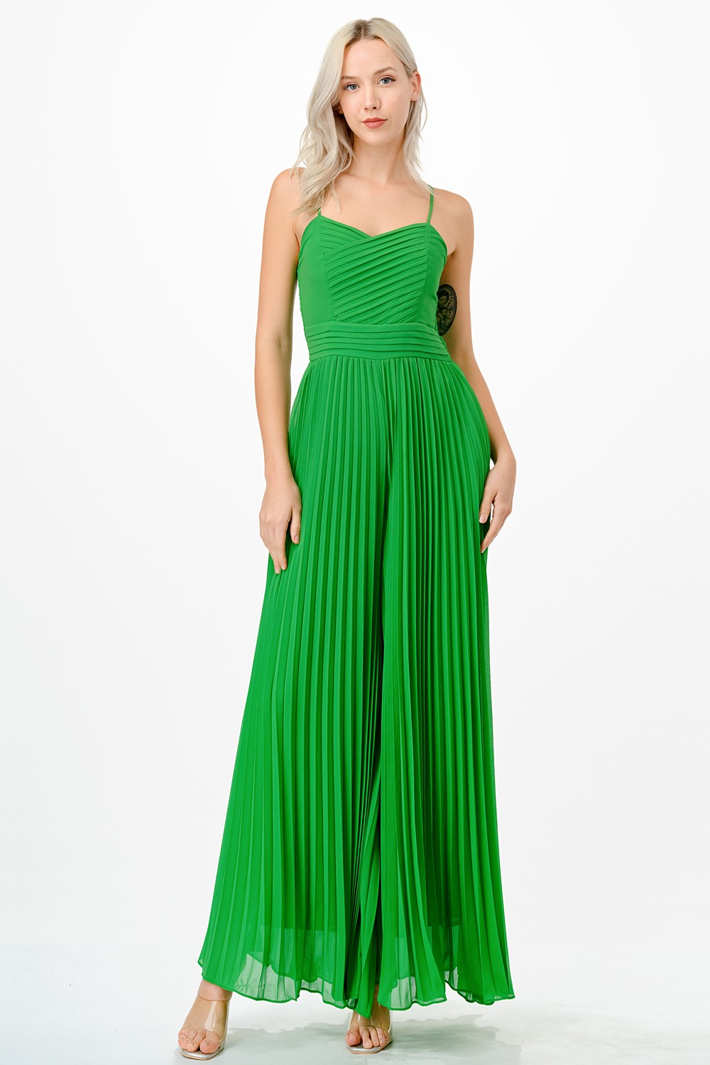 Pleated Wide Leg Jumpsuit